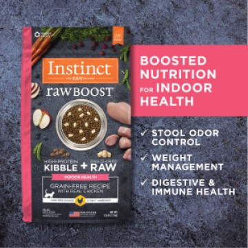 Instinct Raw Boost Kibble + Raw Freeze Dried Healthy Indoor Grain-Free Recipe with Real Chicken Dry Food 5lb